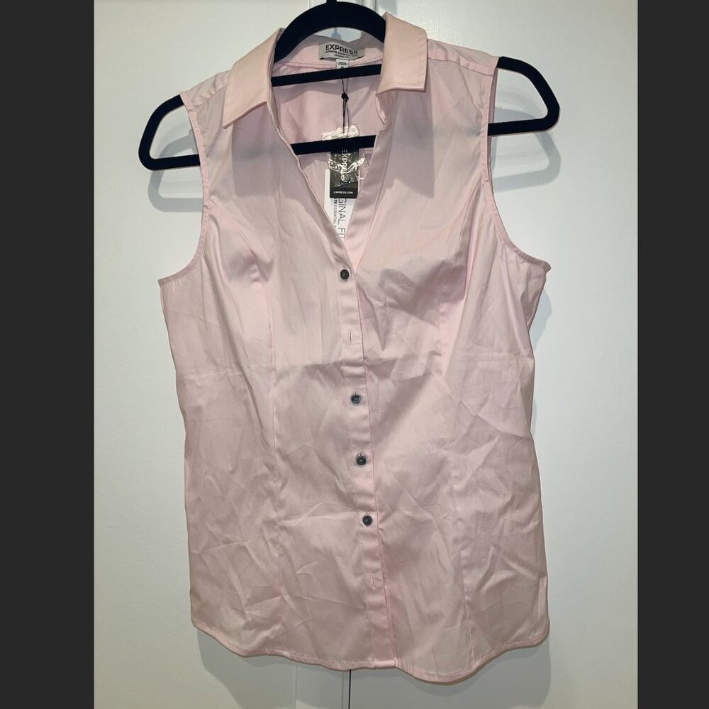 NWT Express sleeveless pink collared shirt